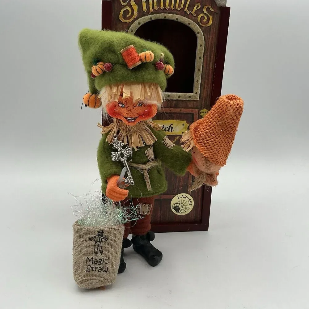 Annalee Doll Scarecrow Halloween Thimbles PATCH 2002 Fall Harvest Halloween 7”